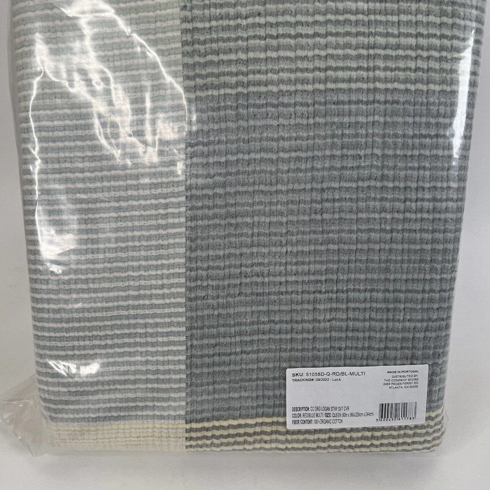 The Company Store Jacquard Woven Organic Cotton Logan Stripe‎ Queen Duvet Cover